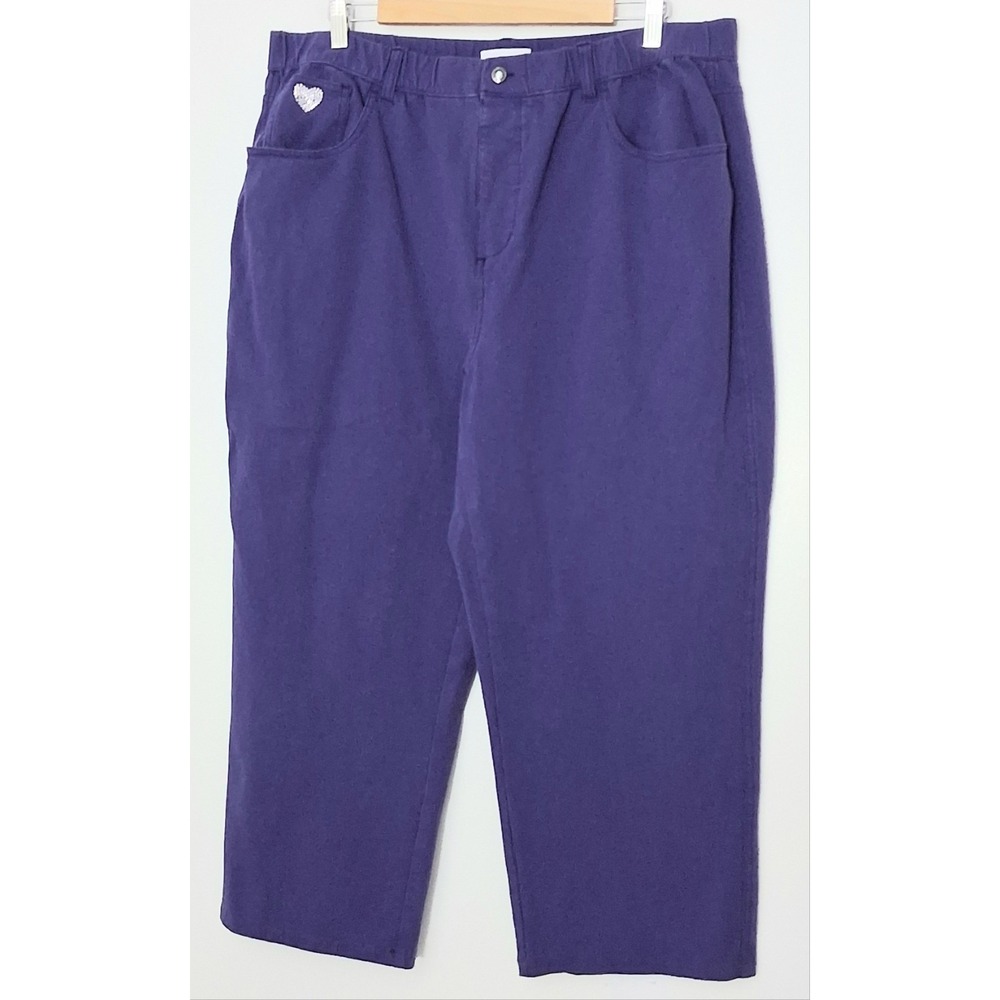 Dream Jeannes Quacker Factory Women's XL Purple Straight Leg Pull-on Cropped